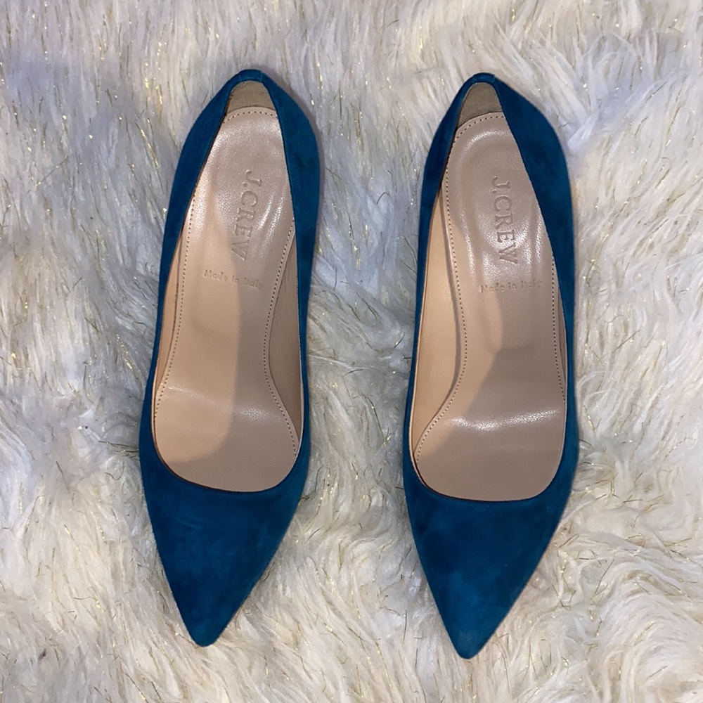 J CREW Gorgeous Everly Teal Suede Pumps - Picture 4 of 8